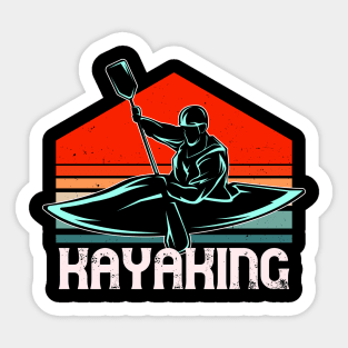 Kayaking River Paddle Boating Vintage Kayaker Sticker